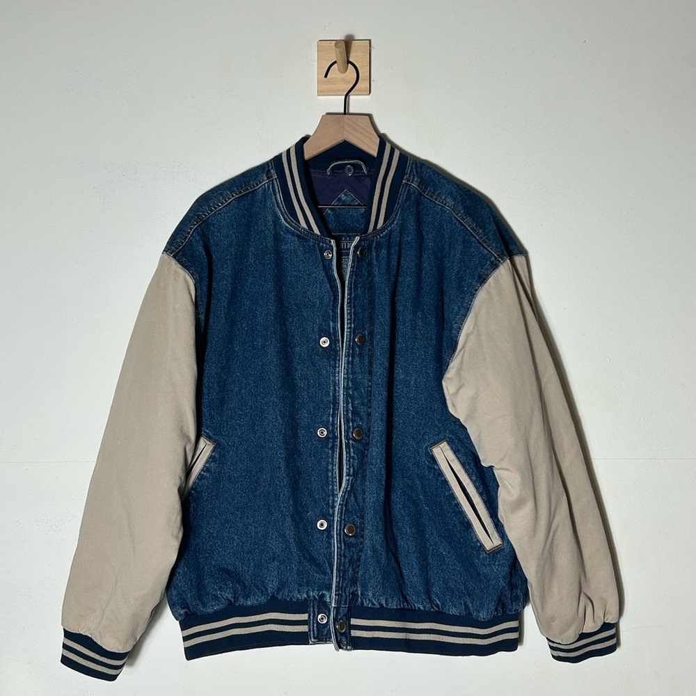 Vintage Basic Editions Size Large Denim Bomber Va… - image 1